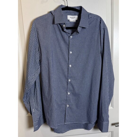 Ministry Of Supply Mens Blue Gingham Button-Down Shirt M Slim Fit Workwear - Picture 1 of 6